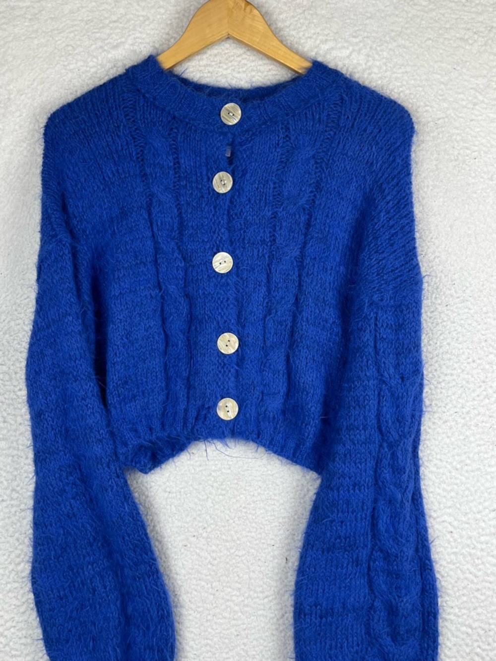 Free people blue cable chunky cardigan